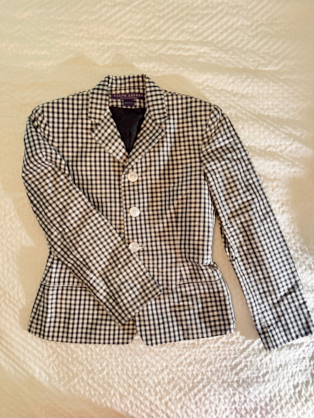 Ralph Lauren Purple Label Black & White Gingham Blazer
